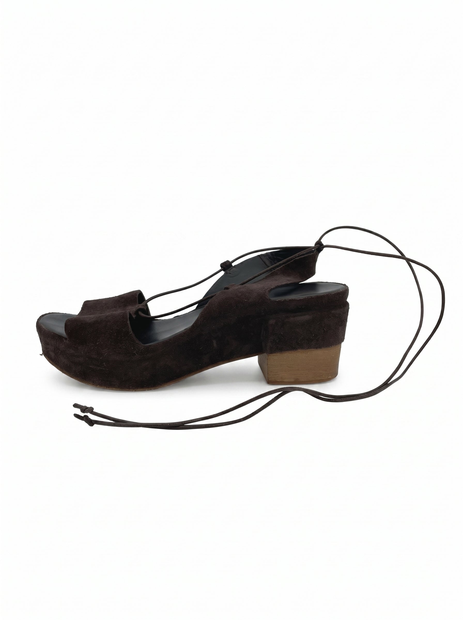 Roberto del Carlo Suede Lace-Up Platform Sandale mit Absatz EU 39 Braun