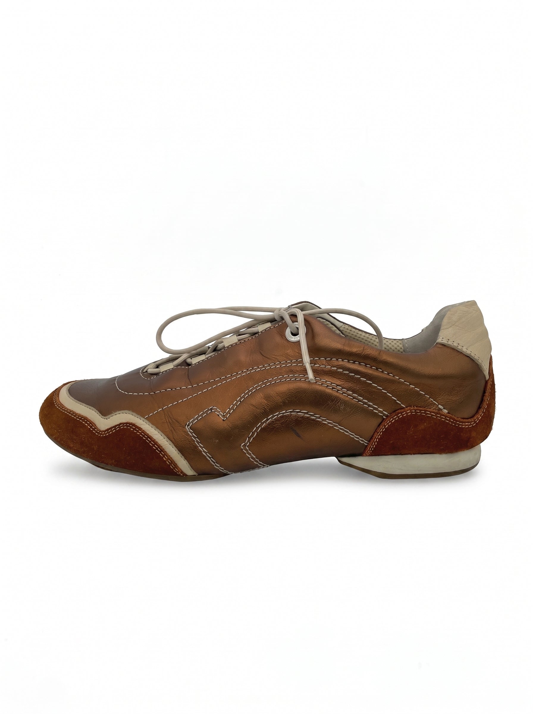 Salvatore Ferragamo Bronze Metallic Low Top Sneaker EU 40 Braun
