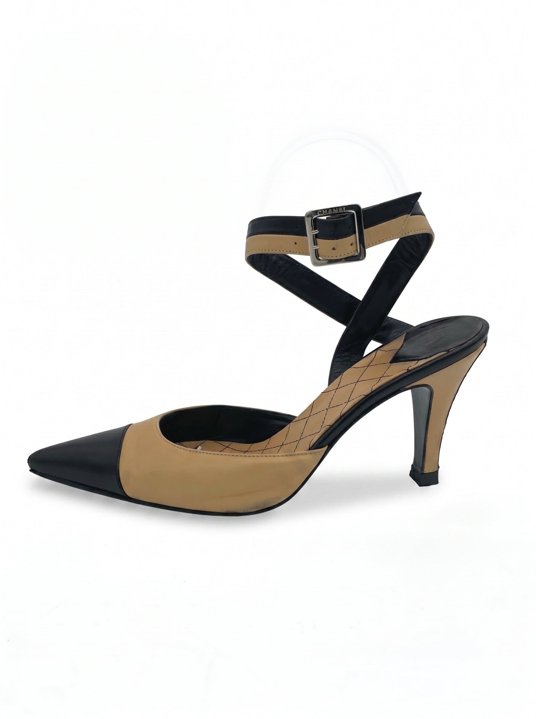 Chanel Cap-Toe Ankle Strap Pump EU 36.5 Mehrfarbig