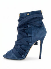Elisabetta Franchi Suede Bandage Ankle Boot EU 37 Blau