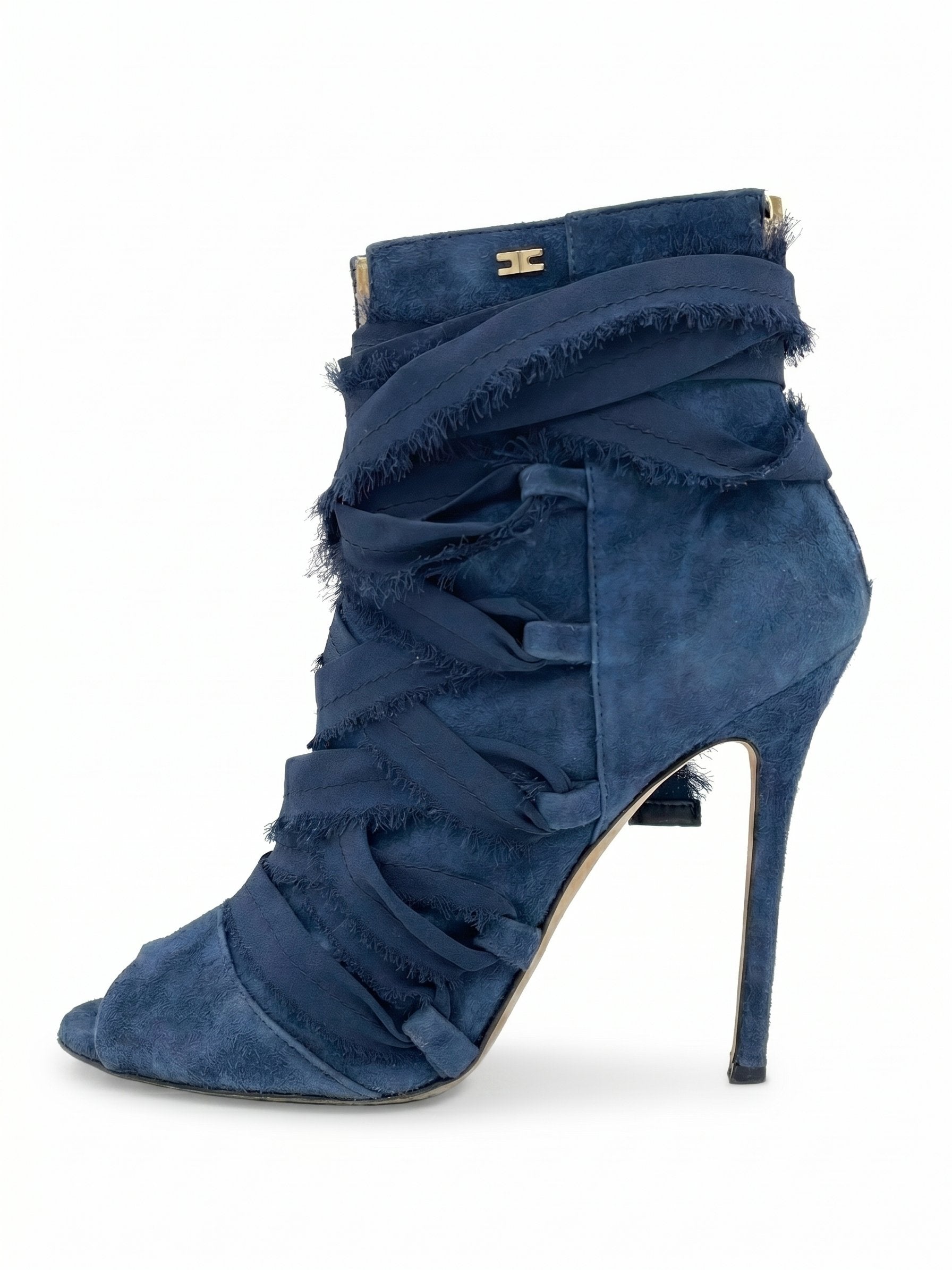 Elisabetta Franchi Suede Bandage Ankle Boot EU 37 Blau