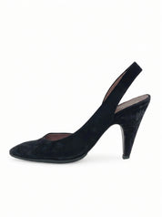 Miu Miu Suede Pointed-Toe Slingback EU 36.5 Schwarz