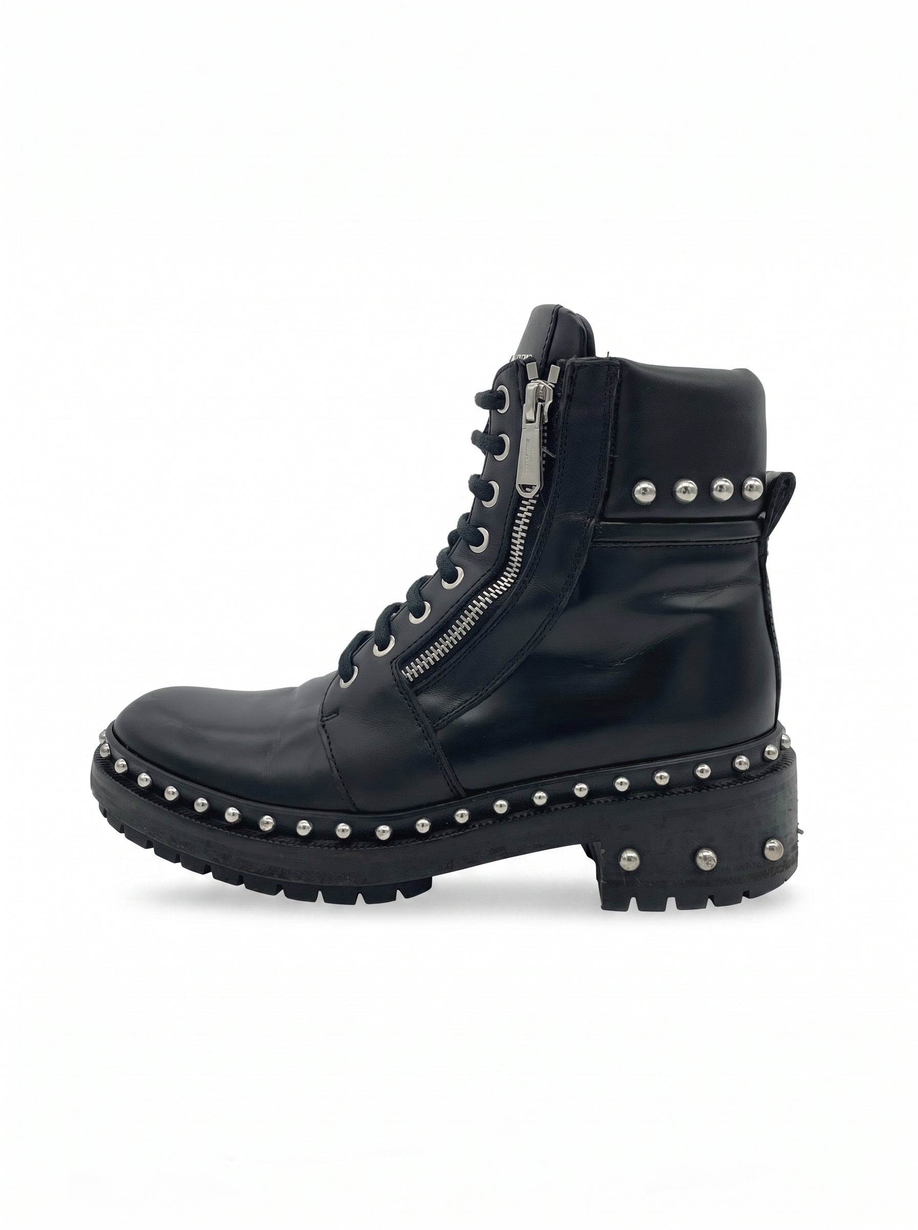 Balmain „Eva“ Studded Biker Combat Stiefel EU 37.5 Schwarz