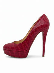 Christian Louboutin Lady Peep Croc Plateau Pump EU 39 Rot