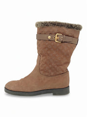 Louis Vuitton Monogram Suede Fur Stiefel EU 36.5 Braun
