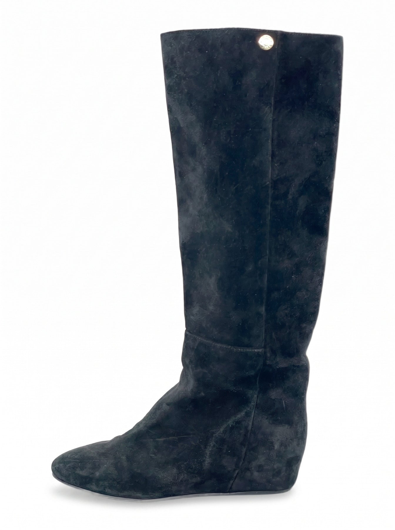 Jimmy Choo Olivia Suede Wedge Knee High Stiefel EU 35.5 Schwarz