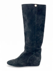 Jimmy Choo Olivia Suede Wedge Knee High Stiefel EU 35.5 Schwarz