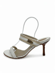 Versace Medusa Sandale mit Absatz EU 37 Weiß