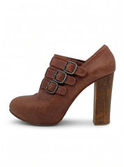 Chloé Triple Buckle Wood Heel Pump EU 40 Braun