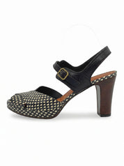Chie Mihara Dotted Leather Platform Sandale mit Absatz EU 39 Schwarz