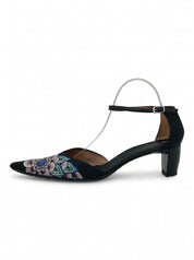 Giorgio Armani Floral Print Ankle Strap Pump EU 41 Schwarz