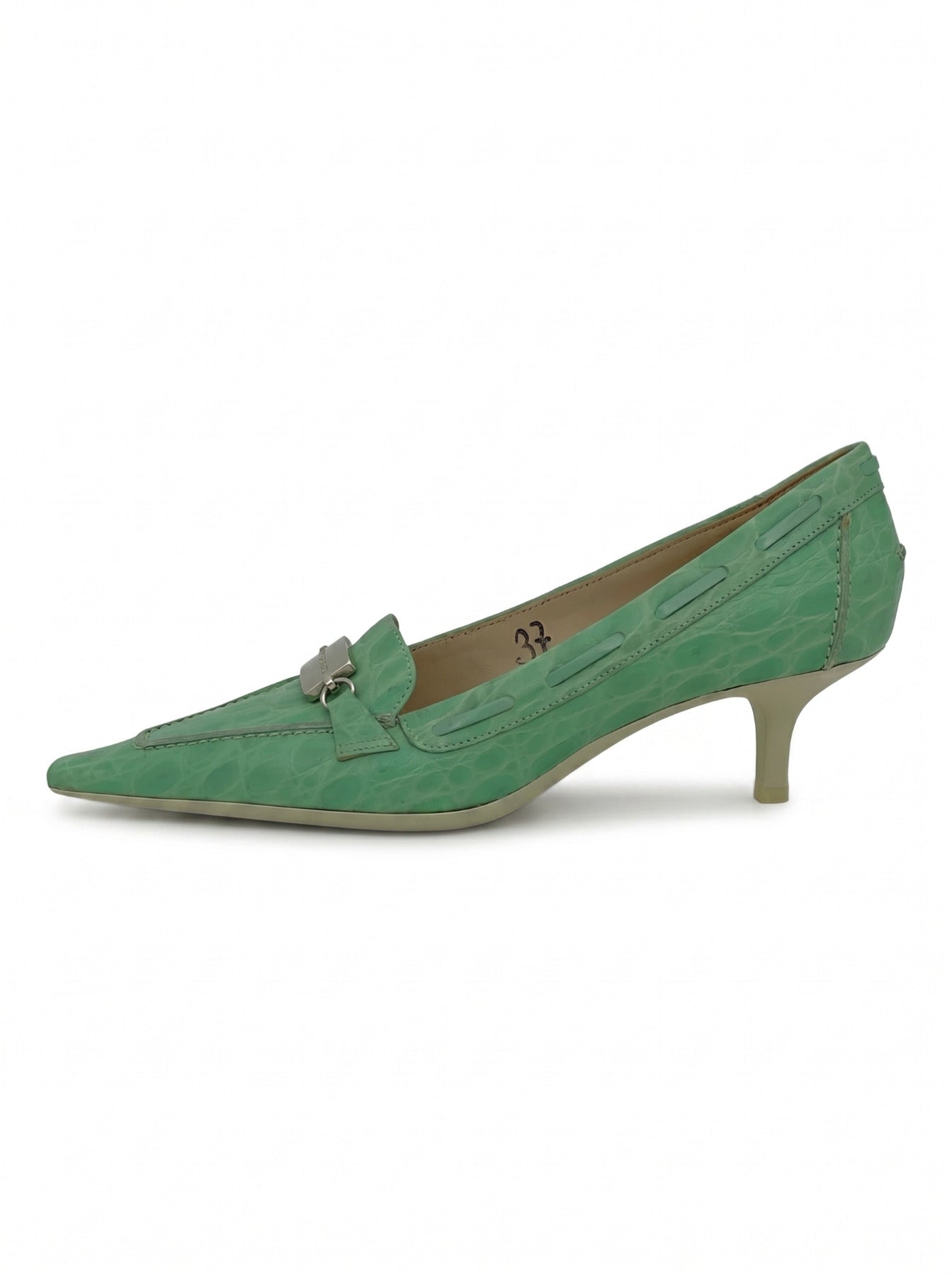 Sergio Rossi Croc-Effect Kitten Heel EU 37 Grün