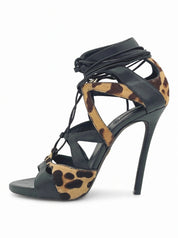 Dsquared2 Shoes Leopard Print Lace-Up Sandale mit Absatz EU 39 Mehrfarbig