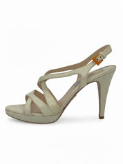 Prada Crisscross Strappy Platform Sandale mit Absatz EU 39.5 Weiß