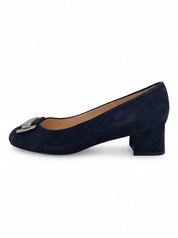 Santoni Suede Block-Heel  Klassischer Pump EU 41 Blau