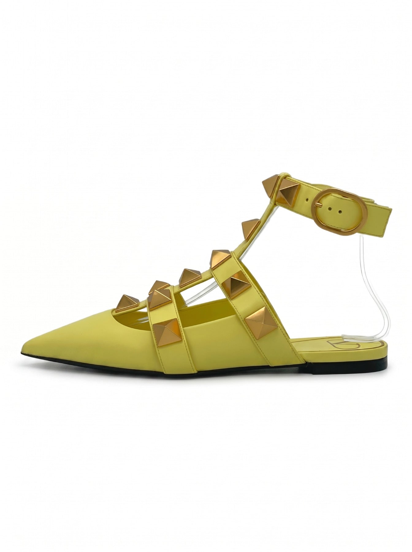 Valentino Roman Stud Flache Sandale EU 38 Gelb