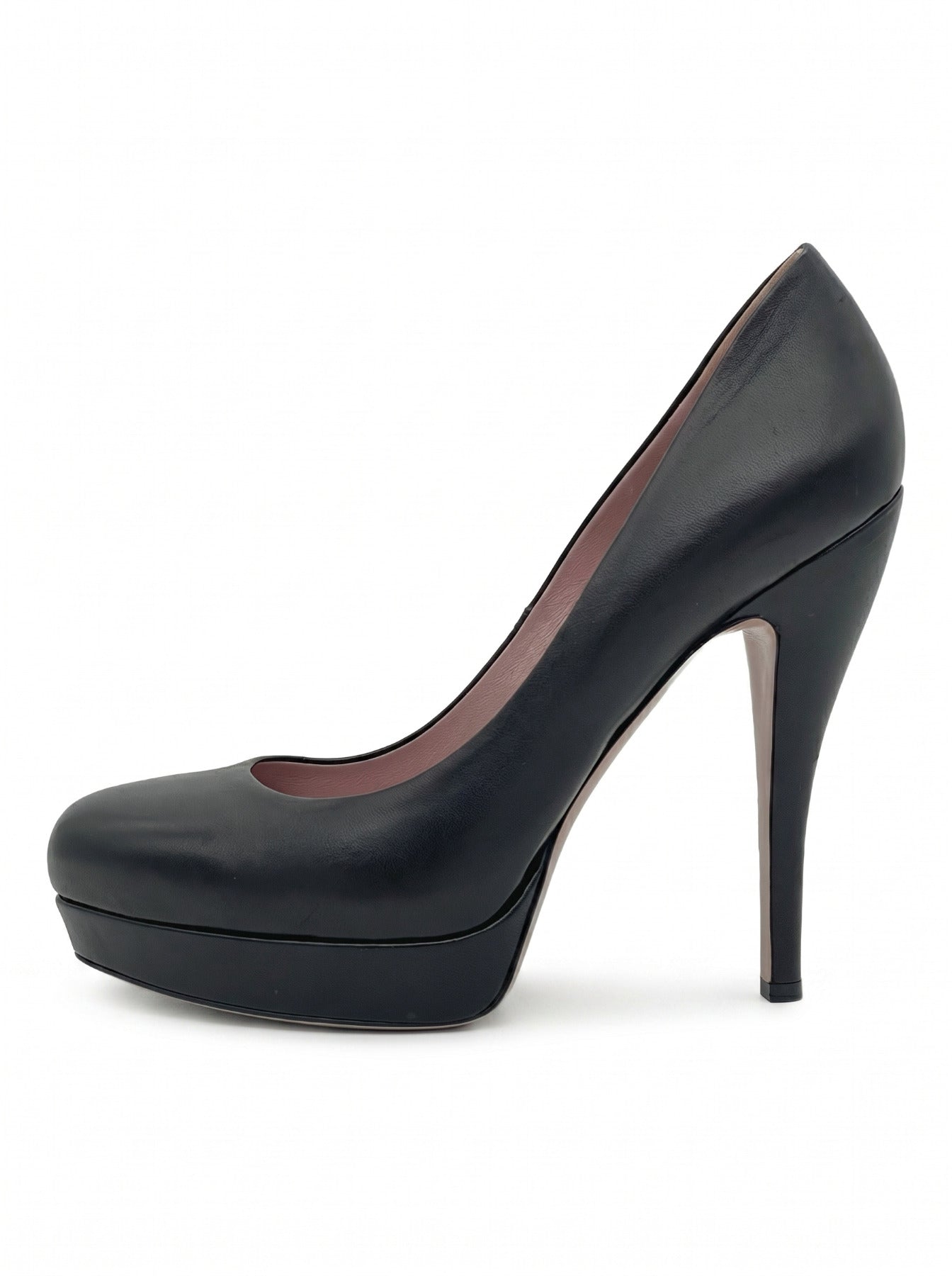 Gucci Leather Platform Round Toe Plateau Pump EU 40.5 Schwarz