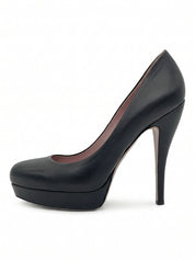 Gucci Leather Platform Round Toe Plateau Pump EU 40.5 Schwarz