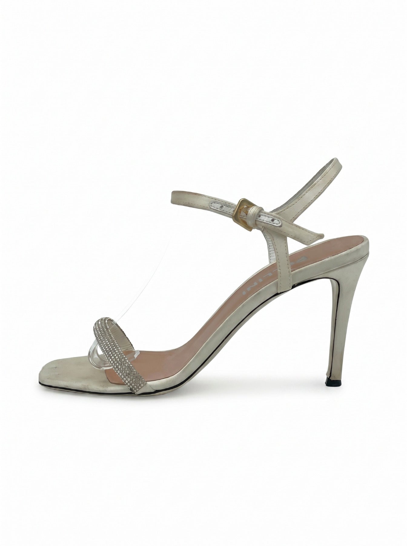 Pollini Crystal Toe Strap Sandale mit Absatz EU 36 Weiß