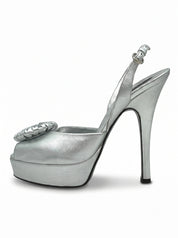 Bally Rosette Platform Plateau Pump EU 38 Metallic
