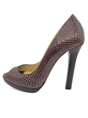 Jimmy Choo  Python Leather Peep-Toe Plateau Pump EU 36.5 Braun