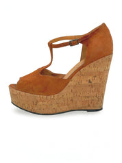 Ganni Cork Wedge Sandale mit Absatz EU 40 Braun
