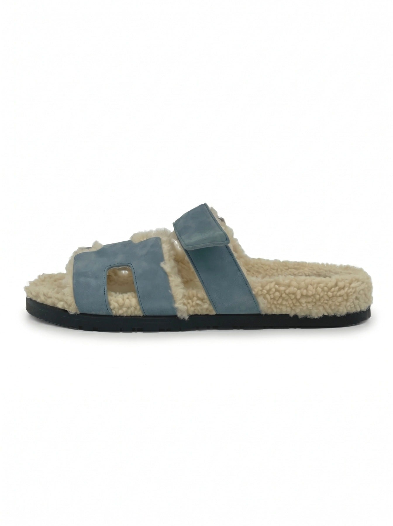 Hermès Chypre Flache Sandale EU 38 Blau