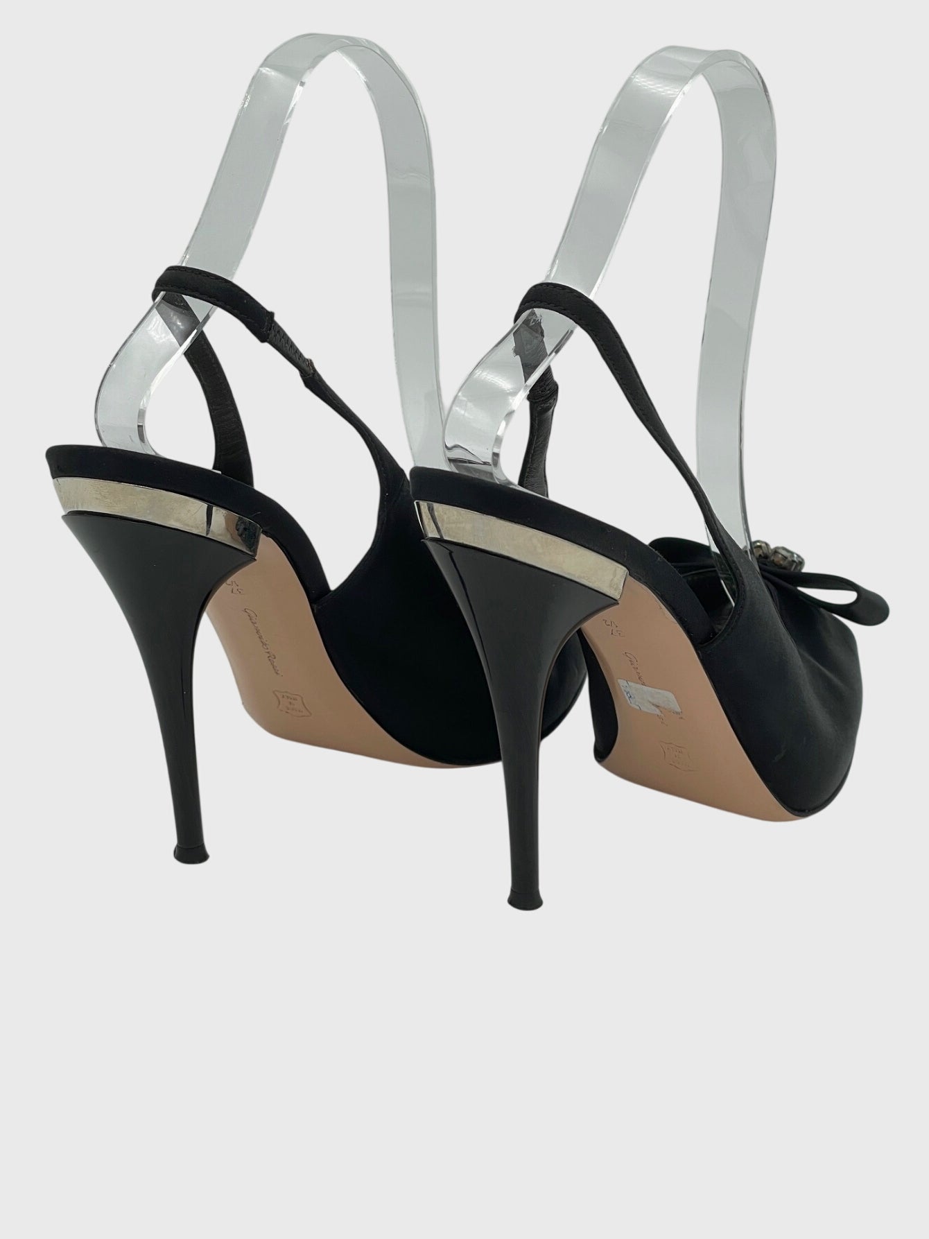 Gianvito Rossi Satin Bow Slingback EU 37.5 Schwarz - Image 4