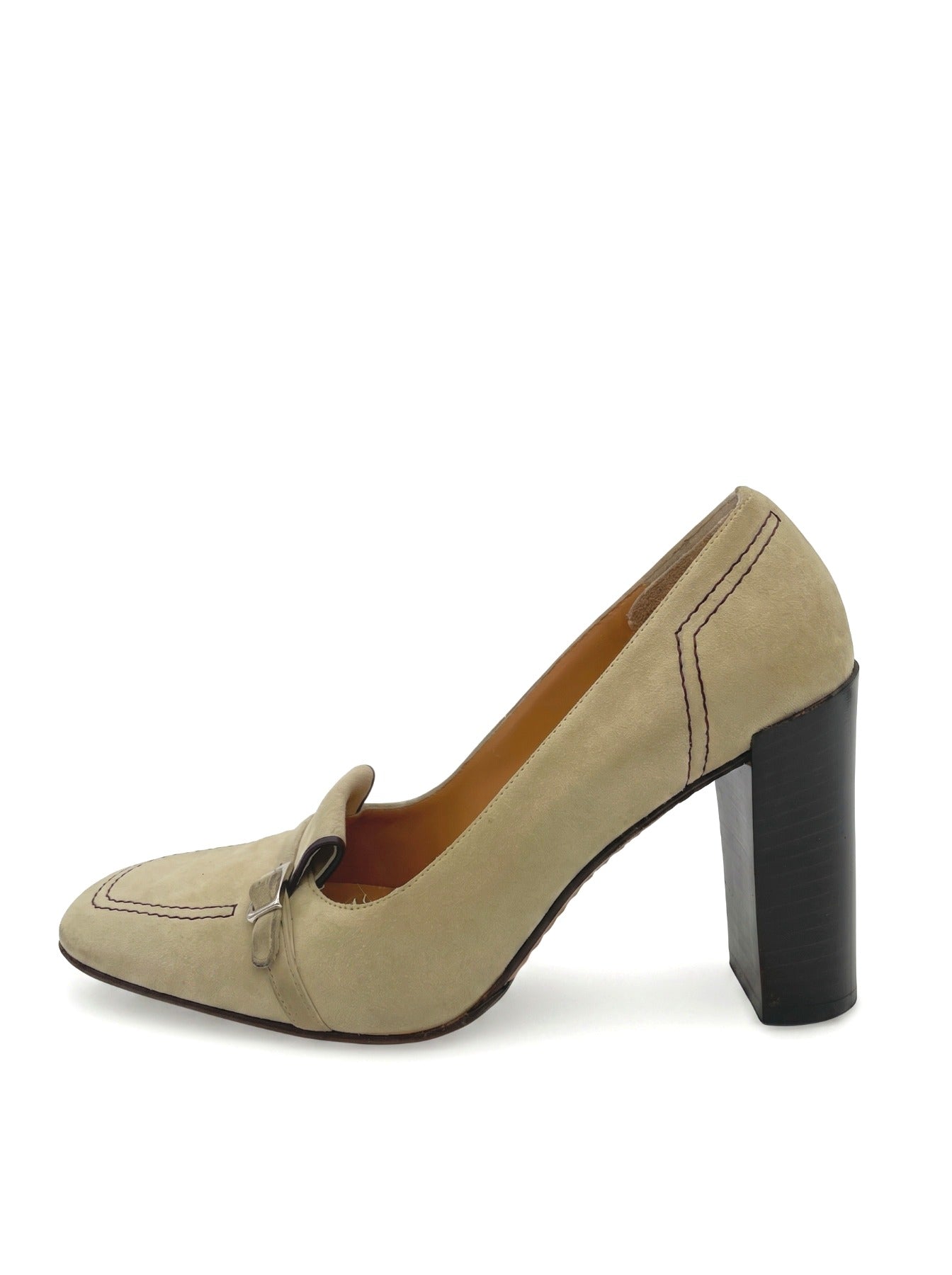 Bally Suede Buckle Klassischer Pump EU 36.5 Beige
