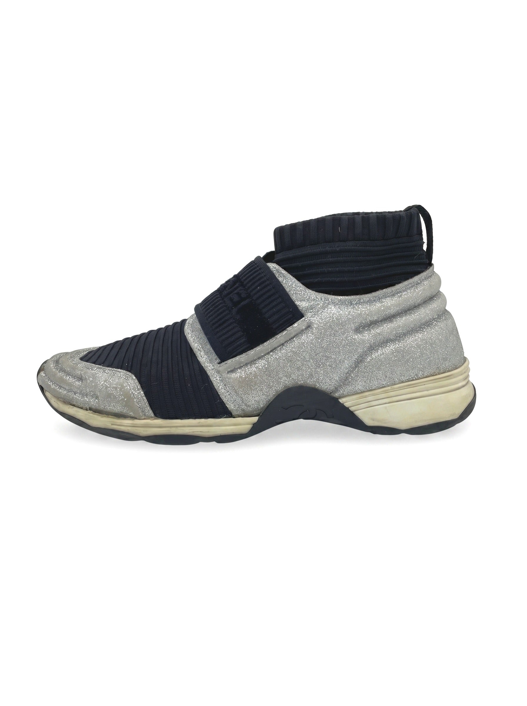 Chanel Glitter Knit Sock High Top Sneaker EU 38 Mehrfarbig