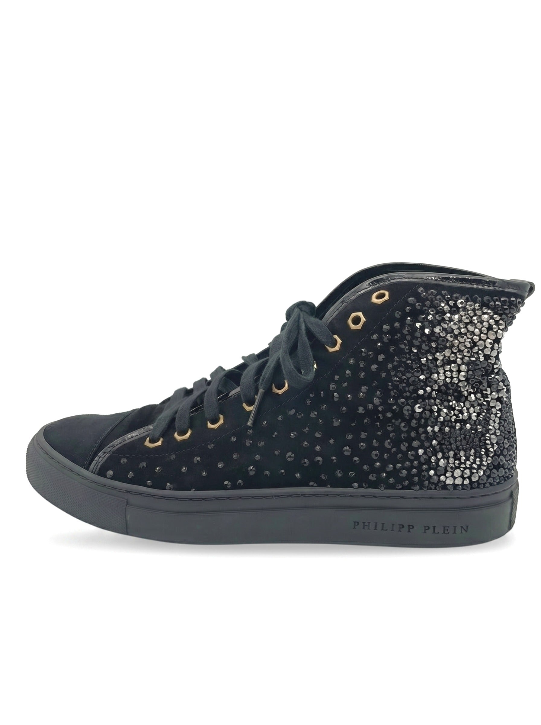 Philipp Plein Skull Crystal High Top Sneaker EU 39 Schwarz