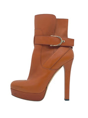 Gucci Leather Platform Ankle Boot EU 39.5 Braun