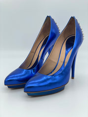 Alexander McQueen Studded Platform Plateau Pump EU 40 Metallic - Image 3