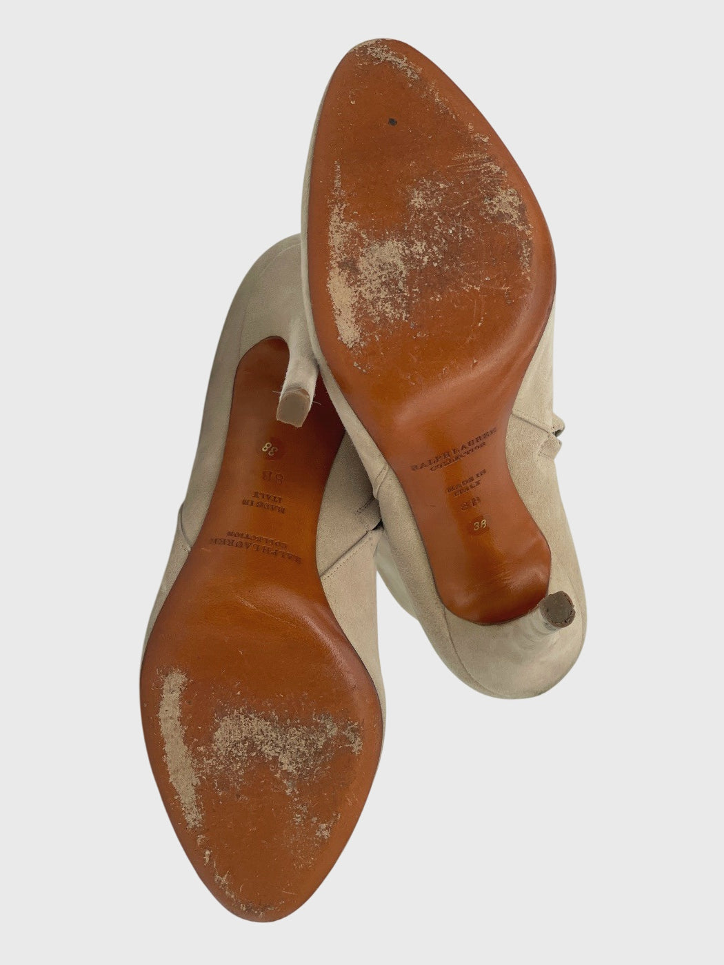 Ralph Lauren Collection Suede Stiletto Ankle Boot EU 38 Beige - Image 9